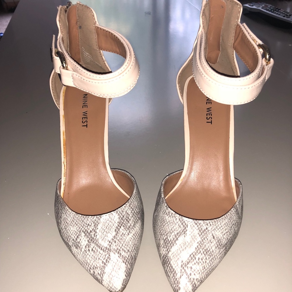 Ankle strap high pointy heels